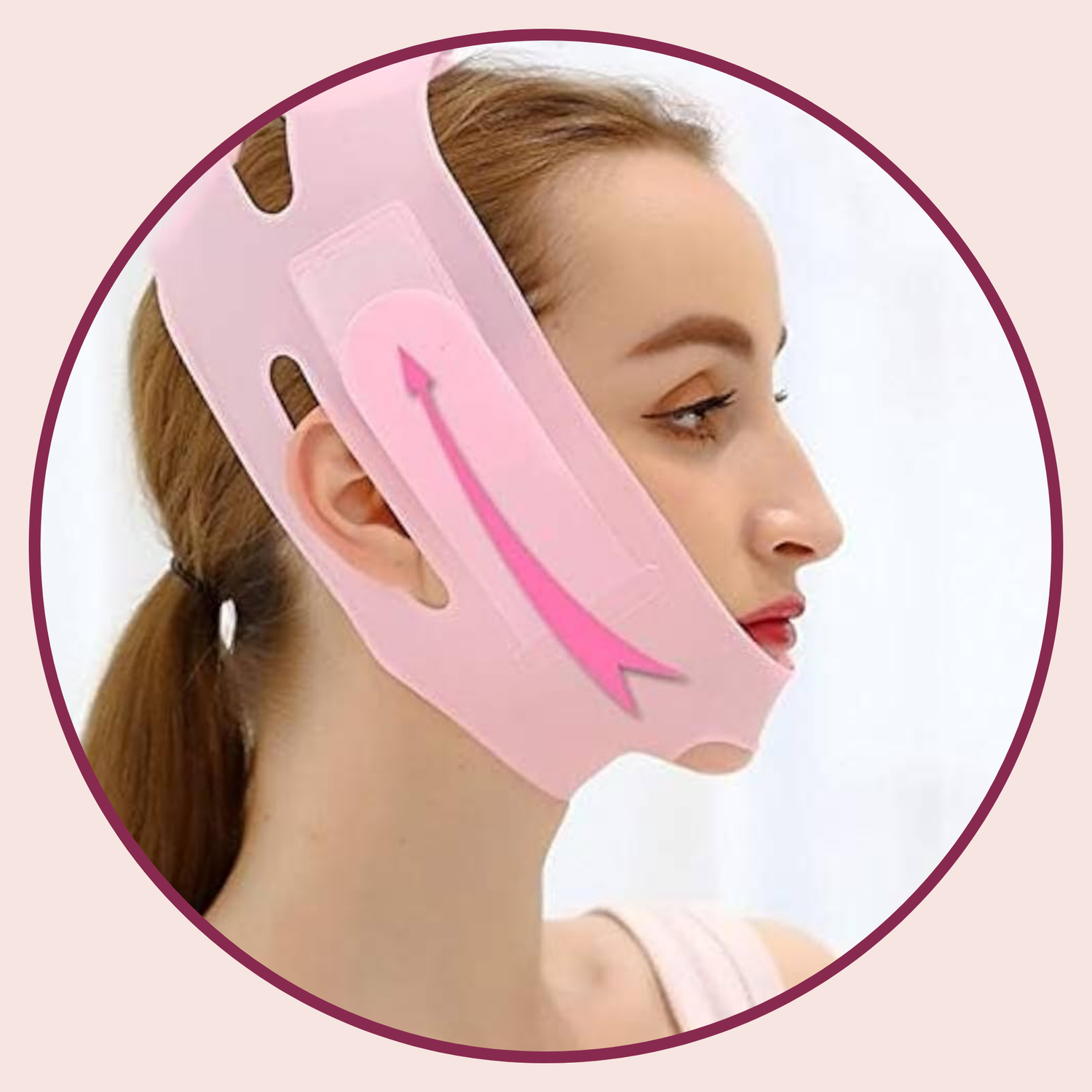 A woman wearing the V-Lift Pro™ Band LLUCCI Product